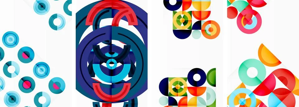 Round geometric elements and circles in background design for wallpaper Illustrazione stock
