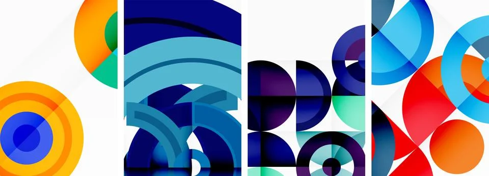 Round geometric elements and circles in background design for wallpaper Stock Illustration