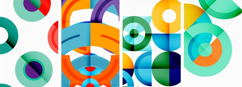 Round geometric elements and circles in background design for wallpaper Stock Illustration