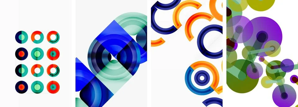 Round geometric elements and circles in background design for wallpaper Stock Illustration