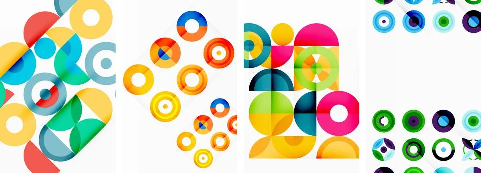 Round geometric elements and circles in background design for wallpaper Illustrazione stock