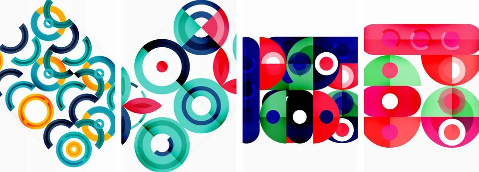 Round geometric elements and circles in background design for wallpaper Stock Illustration