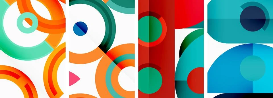 Round geometric elements and circles in background design for wallpaper 스톡 일러스트