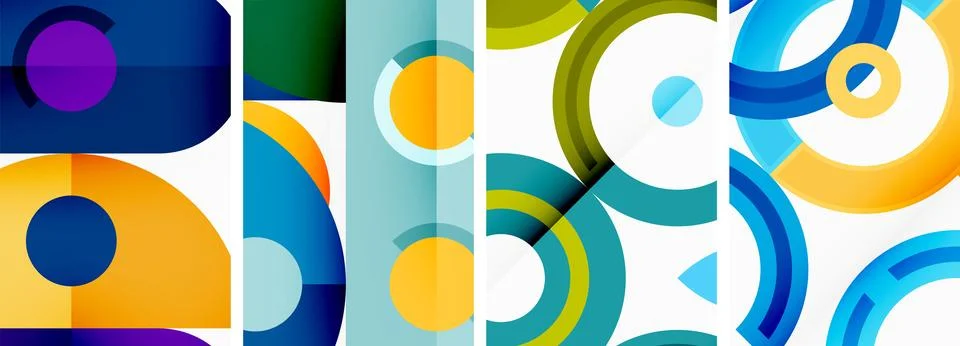 Round geometric elements and circles in background design for wallpaper Stock Illustration