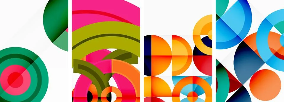 Round geometric elements and circles in background design for wallpaper Illustrazione stock