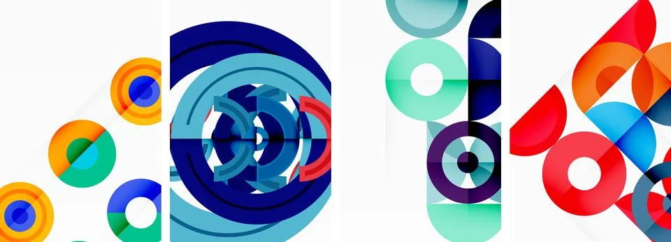 Round geometric elements and circles in background design for wallpaper Stock Illustration