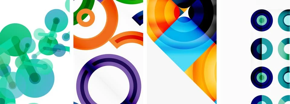 Round geometric elements and circles in background design for wallpaper Stock Illustration