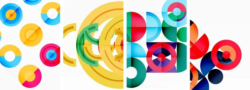 Round geometric elements and circles in background design for wallpaper Stock Illustration