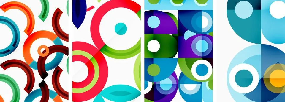 Round geometric elements and circles in background design for wallpaper Stock Illustration