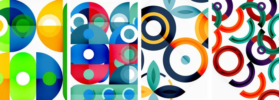 Round geometric elements and circles in background design for wallpaper Illustrazione stock