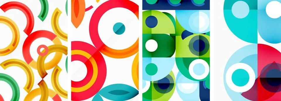 Round geometric elements and circles in background design for wallpaper Illustrazione stock