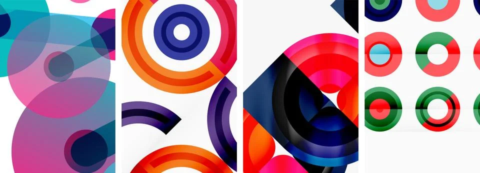Round geometric elements and circles in background design for wallpaper Stock Illustration