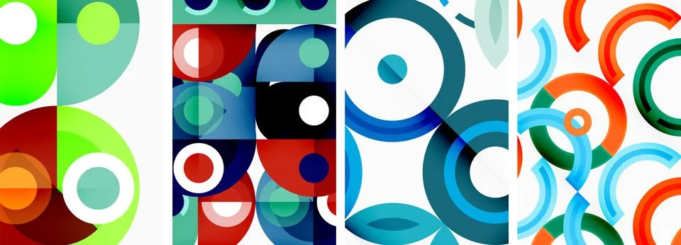 Round geometric elements and circles in background design for wallpaper Stock Illustration