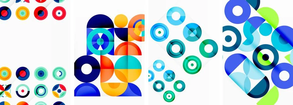 Round geometric elements and circles in background design for wallpaper Stock Illustration