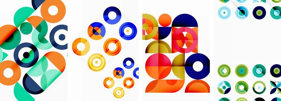 Round geometric elements and circles in background design for wallpaper Stock Illustration