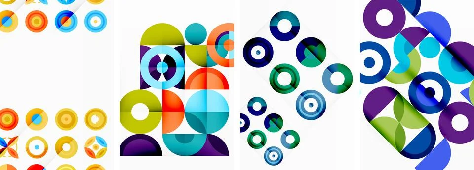 Round geometric elements and circles in background design for wallpaper Stock Illustration