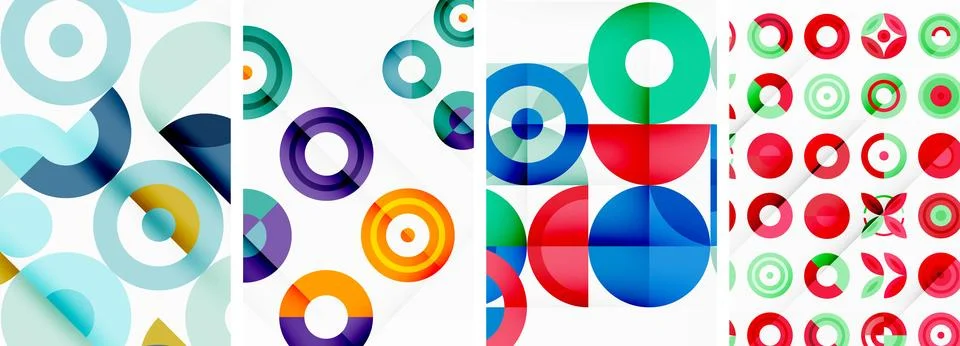 Round geometric elements and circles in background design for wallpaper Stock Illustration
