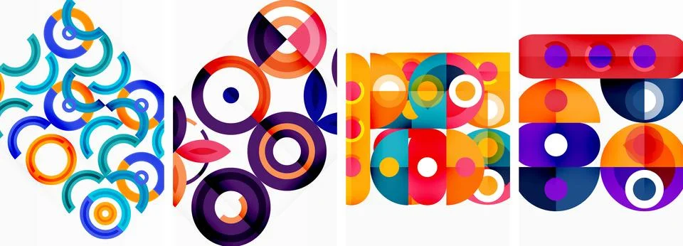 Round geometric elements and circles in background design for wallpaper イラスト素材