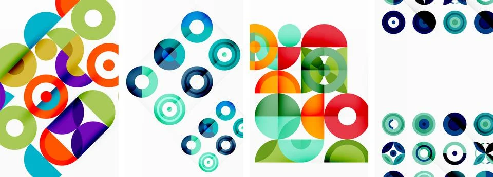 Round geometric elements and circles in background design for wallpaper Stock Illustration