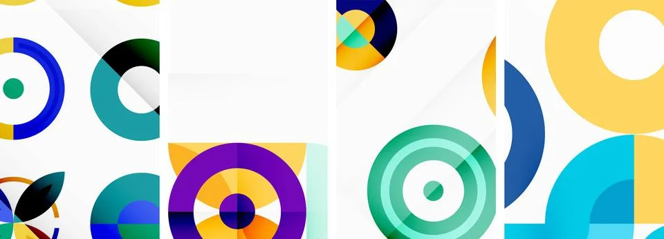 Round geometric elements and circles in background design for wallpaper Illustrazione stock