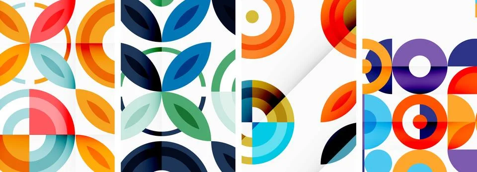 Round geometric elements and circles in background design for wallpaper Stock Illustration