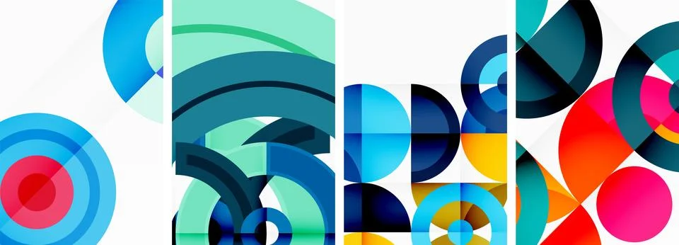 Round geometric elements and circles in background design for wallpaper Illustrazione stock