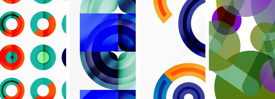 Round geometric elements and circles in background design for wallpaper Stock Illustration