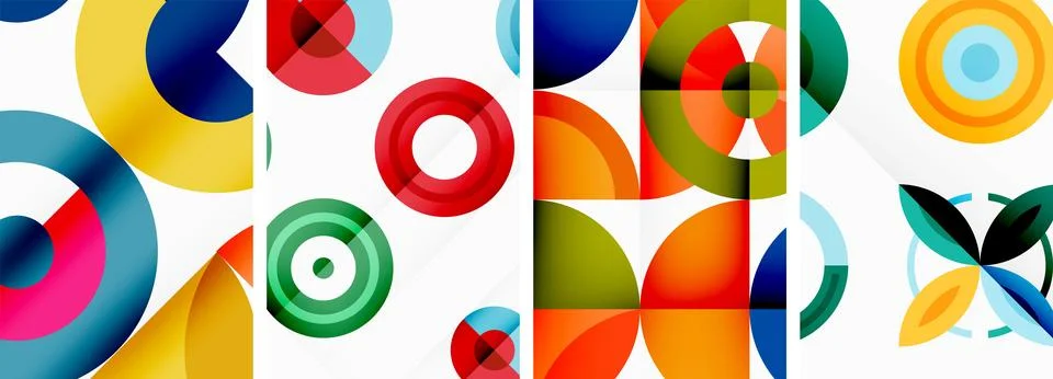 Round geometric elements and circles in background design for wallpaper Stock Illustration