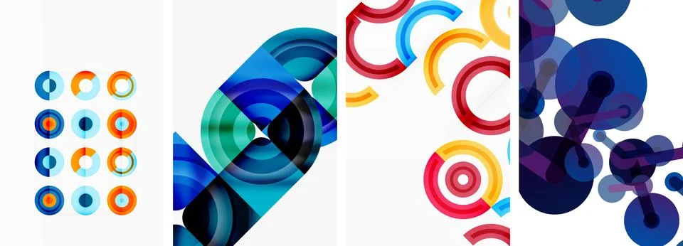 Round geometric elements and circles in background design for wallpaper 스톡 일러스트