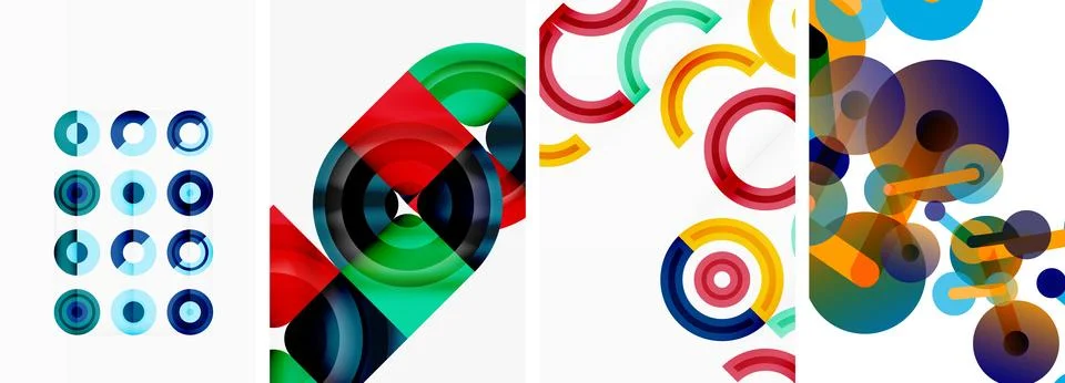 Round geometric elements and circles in background design for wallpaper Stock Illustration