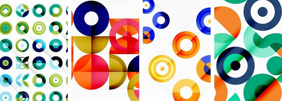 Round geometric elements and circles in background design for wallpaper Stock Illustration