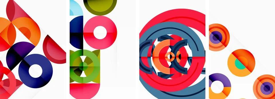 Round geometric elements and circles in background design for wallpaper イラスト素材