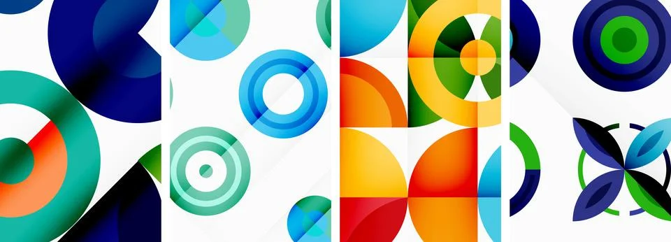 Round geometric elements and circles in background design for wallpaper Stock Illustration