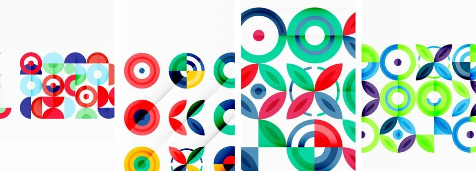 Round geometric elements and circles in background design for wallpaper Stock Illustration