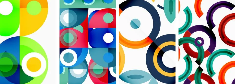 Round geometric elements and circles in background design for wallpaper Illustrazione stock