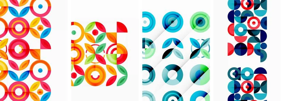 Round geometric elements and circles in background design for wallpaper Stockillustratie