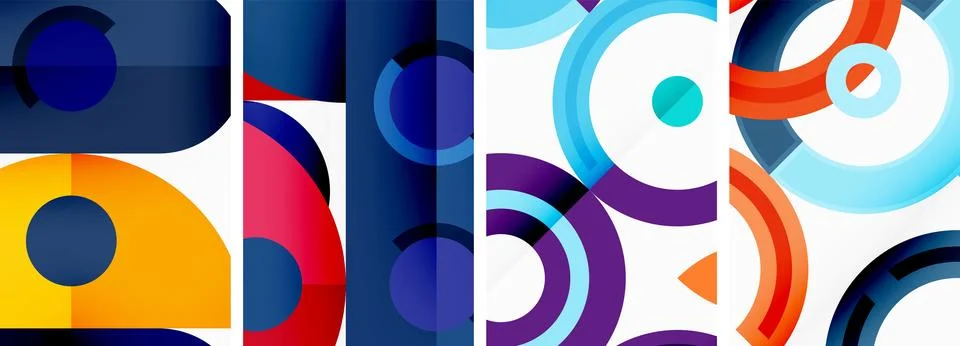 Round geometric elements and circles in background design for wallpaper Stock Illustration