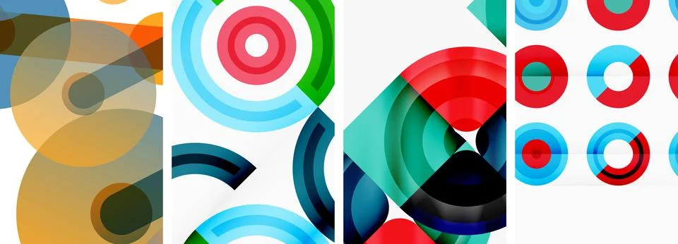 Round geometric elements and circles in background design for wallpaper Stock Illustration