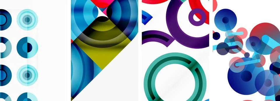 Round geometric elements and circles in background design for wallpaper Stock Illustration