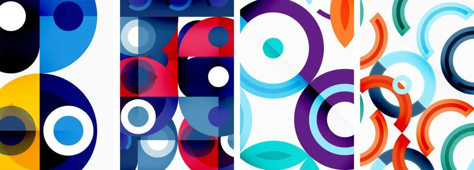 Round geometric elements and circles in background design for wallpaper イラスト素材