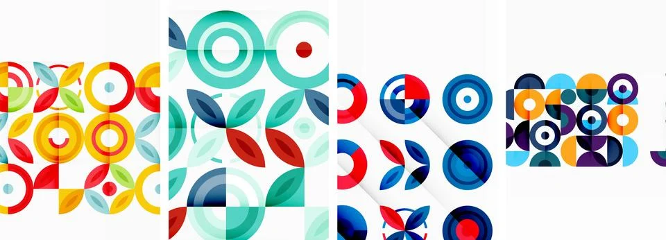 Round geometric elements and circles in background design for wallpaper 库存插图