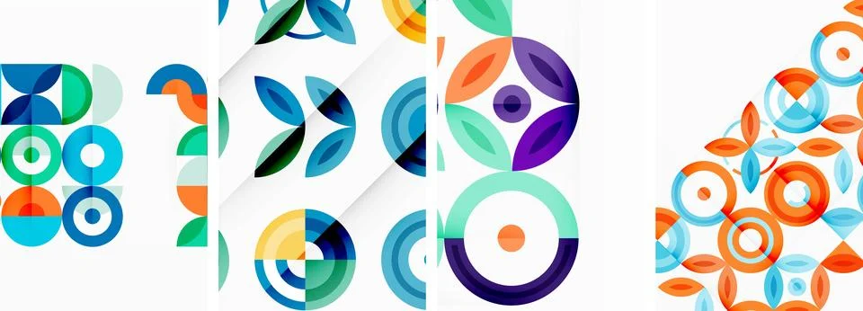 Round geometric elements and circles in background design for wallpaper Stock Illustration