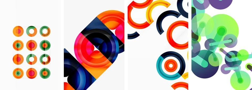 Round geometric elements and circles in background design for wallpaper Stock Illustration