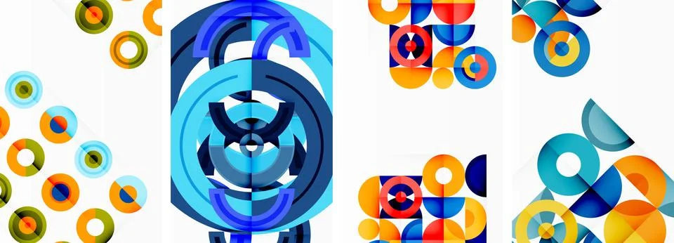 Round geometric elements and circles in background design for wallpaper Stock Illustration