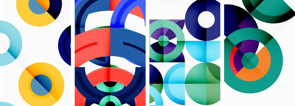 Round geometric elements and circles in background design for wallpaper Stock Illustration