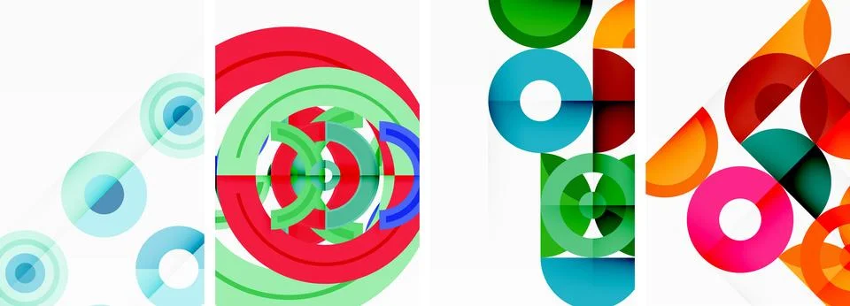 Round geometric elements and circles in background design for wallpaper Stock Illustration