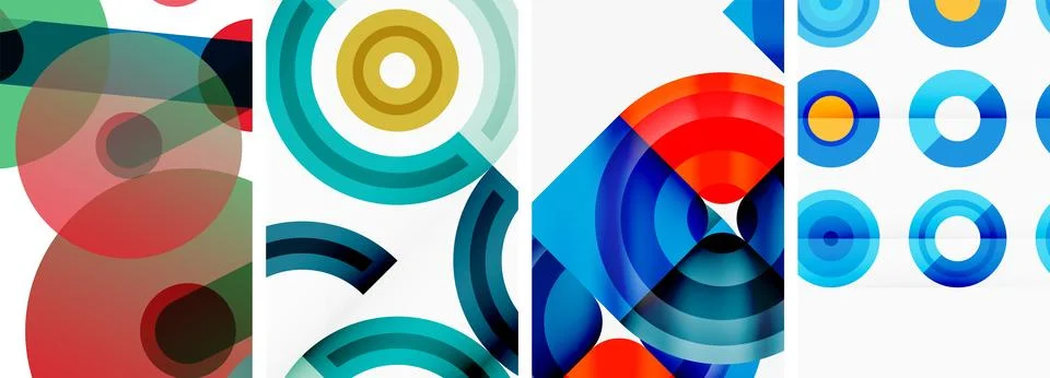 Round geometric elements and circles in background design for wallpaper Stock Illustration