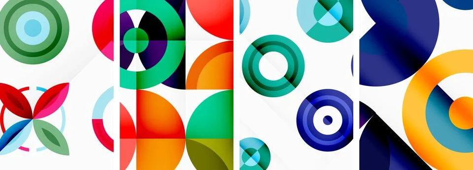 Round geometric elements and circles in background design for wallpaper イラスト素材