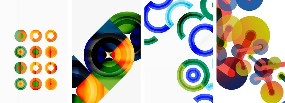 Round geometric elements and circles in background design for wallpaper Stockillustratie