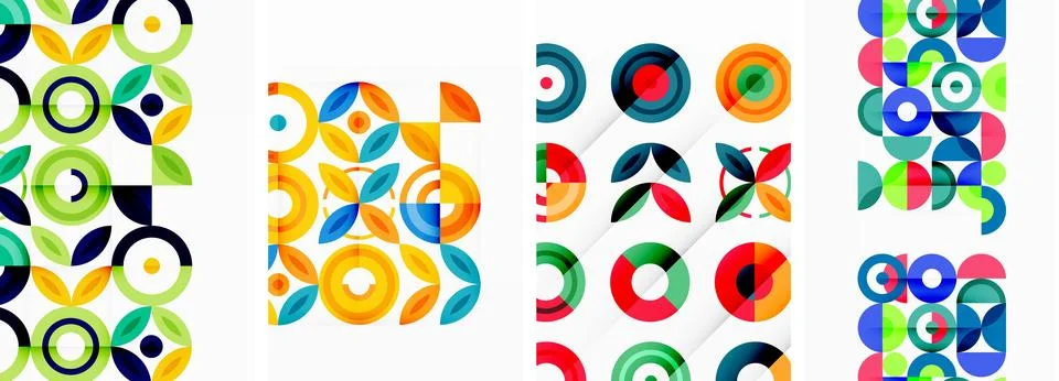 Round geometric elements and circles in background design for wallpaper イラスト素材